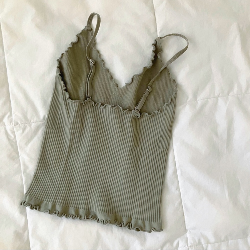 By Together • Ribbed Lettuce Tank in Sage Green - Picture 2 of 3